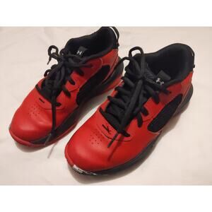 Under Armour Youth Basketball Sneakers Red Black Lace Up Size 2.5Y